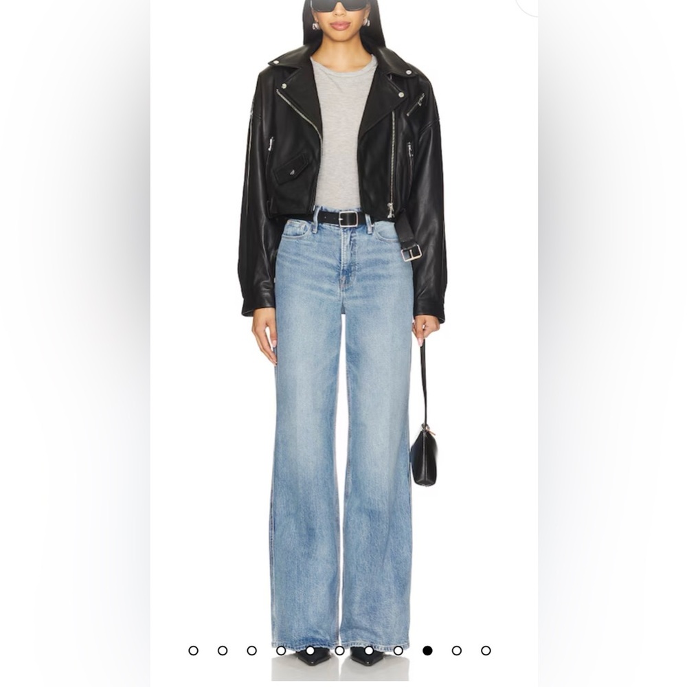 Good American good skate High-waisted wide-leg jeans in blue size 12